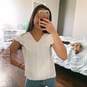Zara White Ruffle Sleeve Top